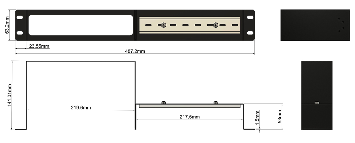 AKCP - DN1USP - Split 1U Din Rail Rack Mount Kit