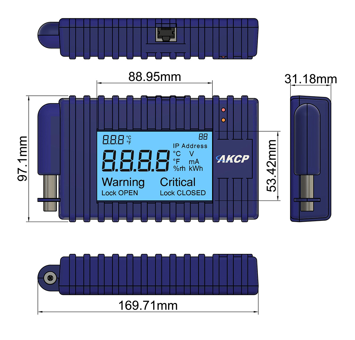AKCP - LCD-THS - Programmierbarer Sensor LCD Display